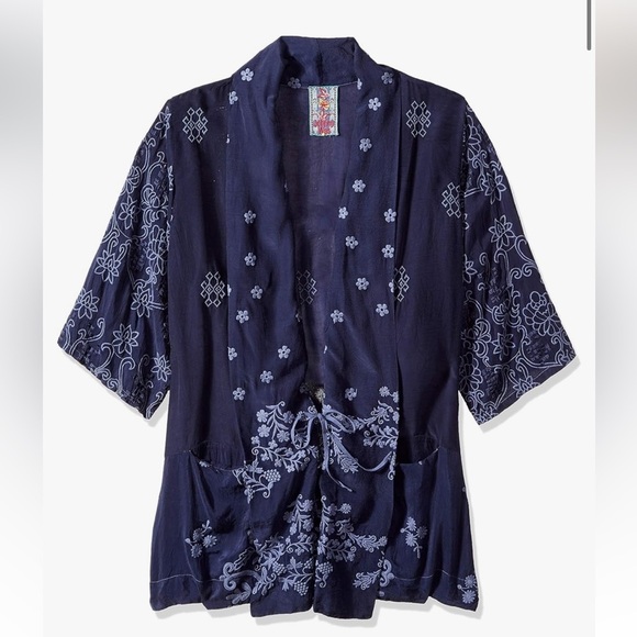 NWOT Johnny Was Motley Blue Embroidered Kimono Jacket Cardigan Size Small - Picture 4 of 9
